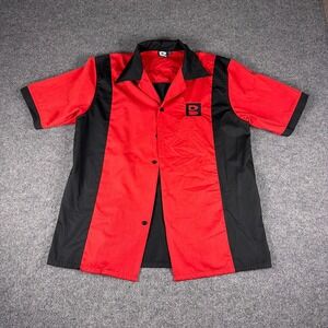 Brunswick Bowling Retro Shirt Men Large Red Black Short Sleeve